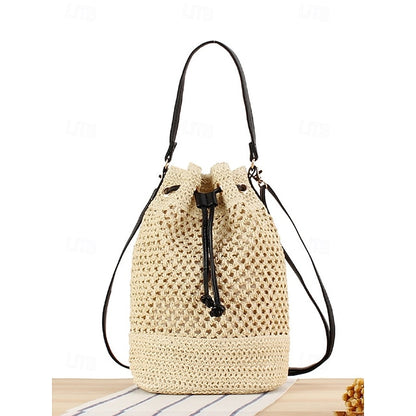 Bag - with Tote Women’s Summer Woven Drawstring Stylish Bucket