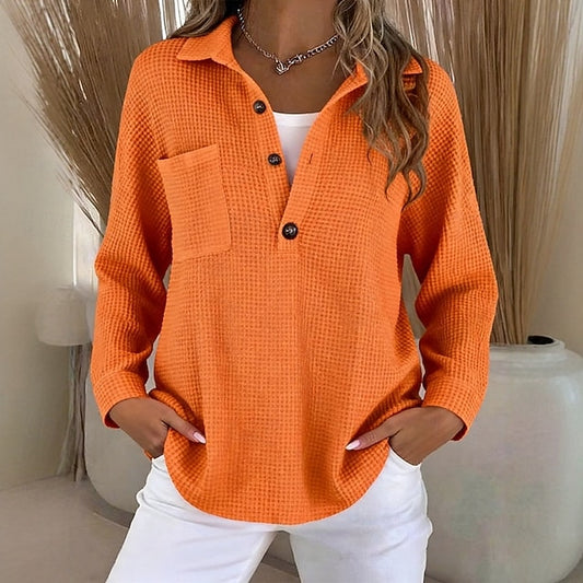 Women's Pullover Sweatshirt Plain Casual Long Sleeve Lapel