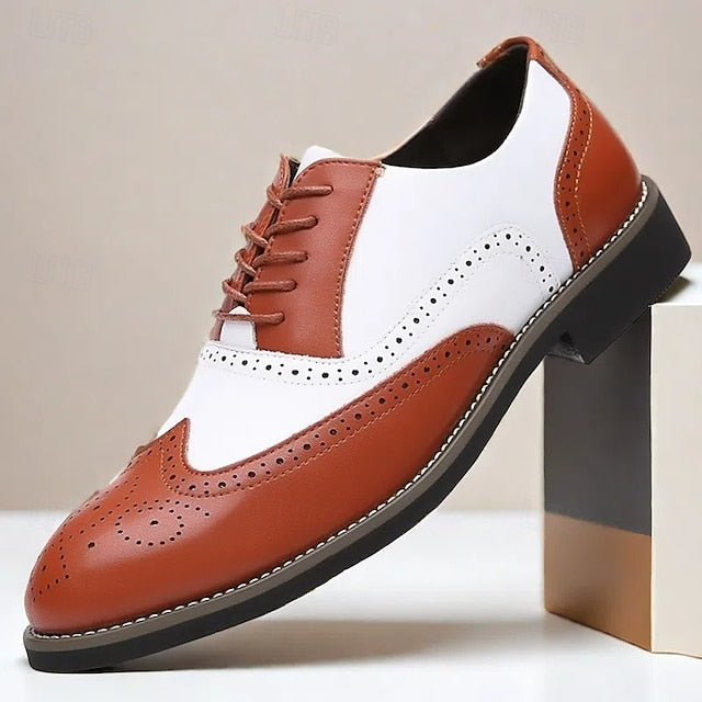 Shoes Men's Brogue Oxford in Two-Tone White Wingtip