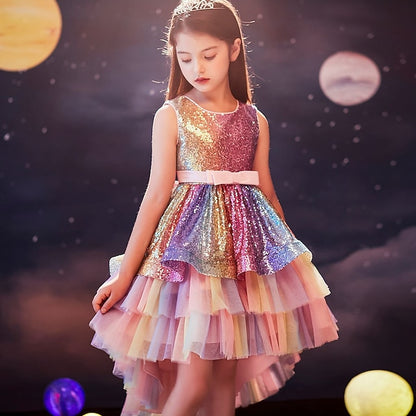 Sleeveless Dress Sequin Kids Wedding Party colour Girls'
