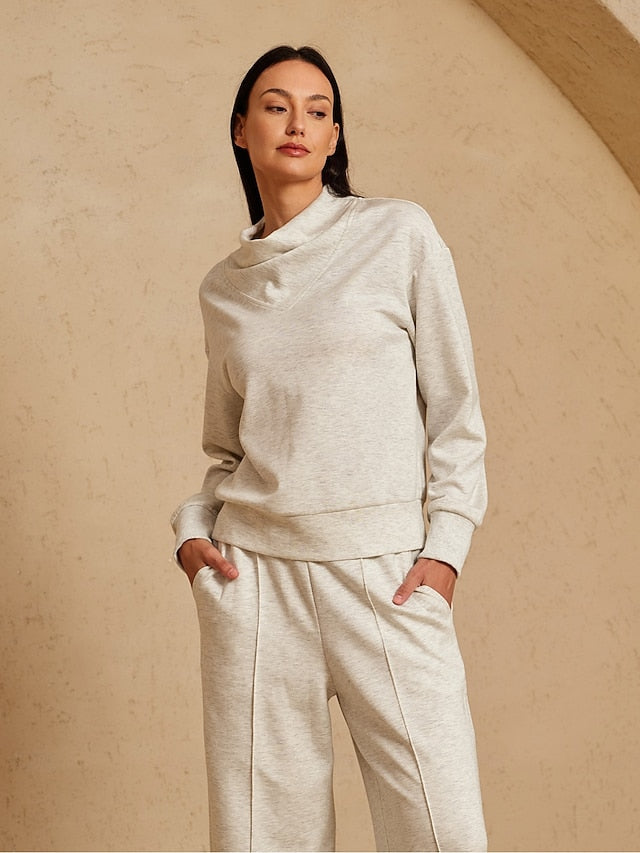 Women's Golf Pullover Sweatshirt Ivory Long Sleeve Sun