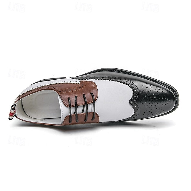 and Men's White Oxford Wingtip Shoes with Brown