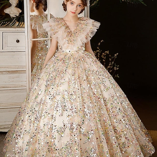 Dress Flower 3/4 Girl Color Girls' Kids Solid Party