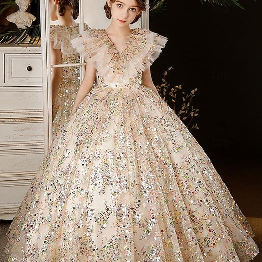 Dress Flower 3/4 Girl Color Girls' Kids Solid Party