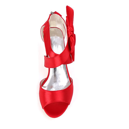 Kitten Bridal Shoes Women's Heel Wedding Open Bowknot