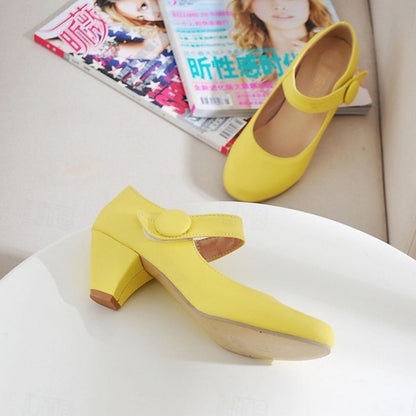 Toe Women's Mary – Jane Yellow Shoes Round