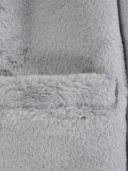 Warm Faux Breathable Coat Pocket Women's Lined Fleece Fur