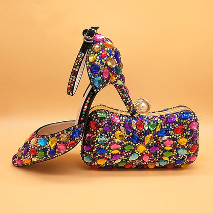 Heel High Multicolor with Rhinestone Women's Wedding Shoes