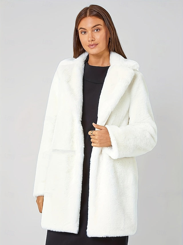 Faux Fur Pocket Women's Comfortable Warm Knitting Coat