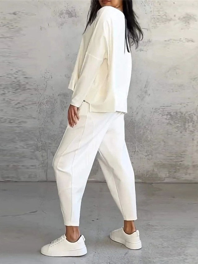 Women's 2 Pieces Sweatshirt Tracksuits Long Sleeve Crew