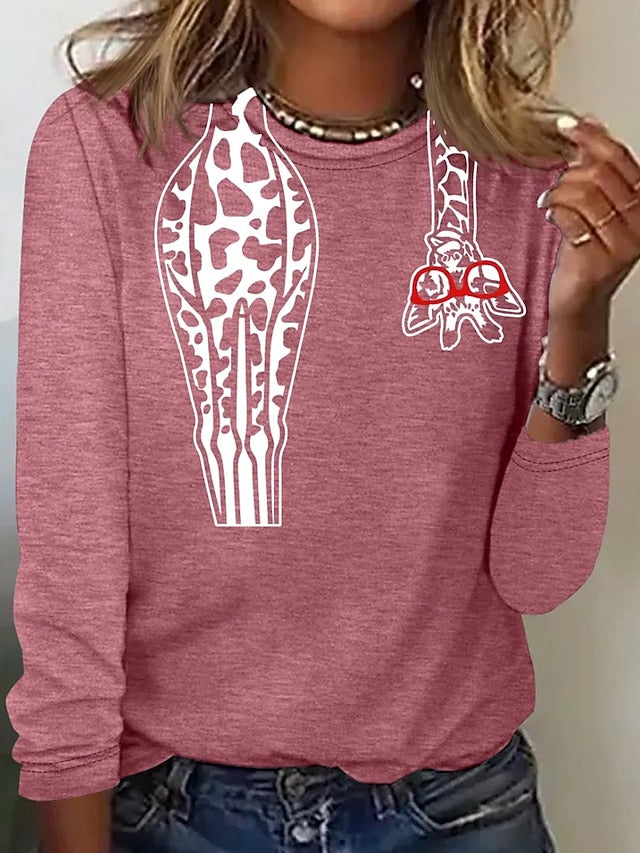 Women's T Shirt Print Graphic Animal Giraffe Vintage