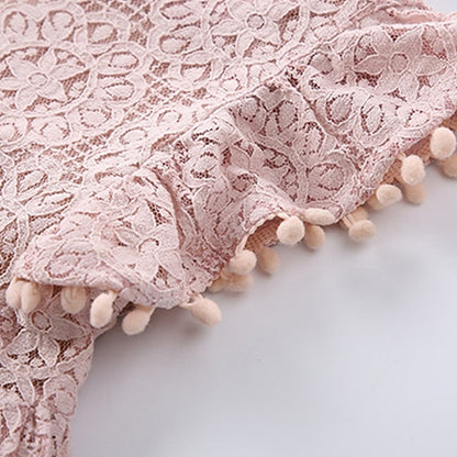 Solid Color Sleeve Girls' Short Party Dress Kids