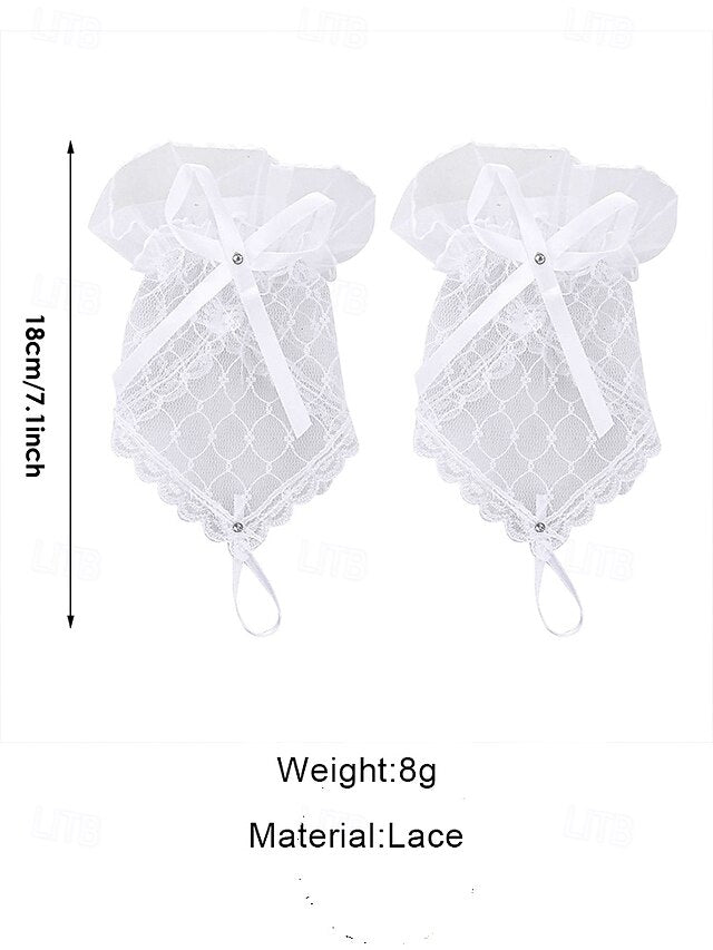 White – Lace Gloves Fingerless Bridal Elegant Wedding