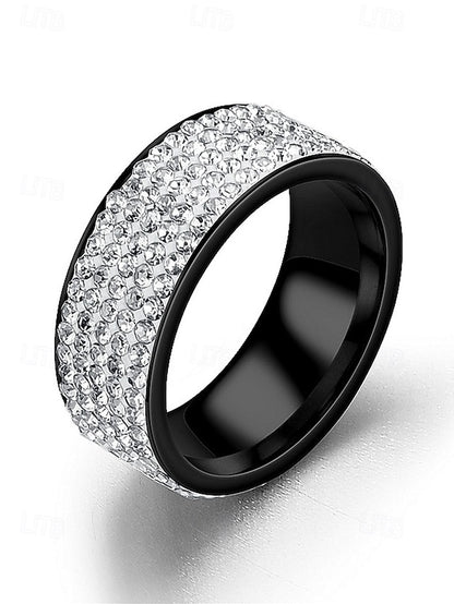 Men's Rhinestone Wide with Band Rings Pave Full