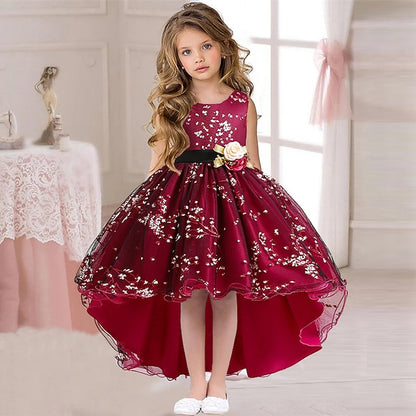 Floral Wedding Colored Sleeveless Solid Kids Dress Girls'