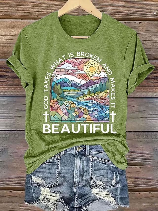 Women's T Shirt Print Floral Graphic Letter Vintage Fashion