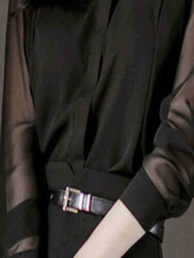 Women's Shirt Blouse Buttons Plain Stylish Basic Long