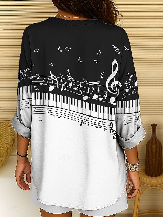 Music Festival Women's Blouse Linen Like Breathable