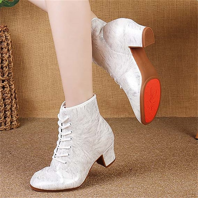 White Elegant Latin Dance Women's Comfortable Shoes with