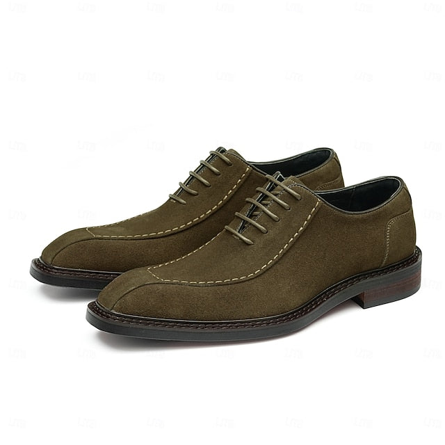 Cowhide Suede Derby Genuine Men's Shoes Leather - Classic