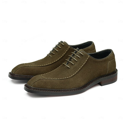Cowhide Suede Derby Genuine Men's Shoes Leather - Classic