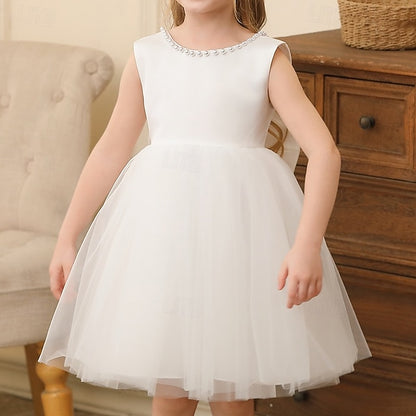 Wedding Dress Sleeveless Color Party Kids Girls' Solid