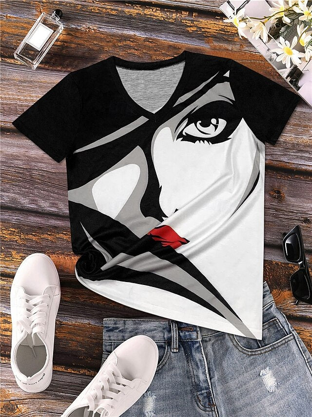 Women's T shirt Crew Neck Long Sleeve Tunic Casual Print