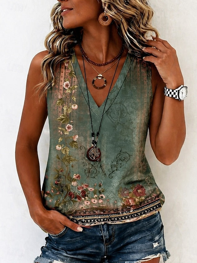 Women's Tank Top Print Floral Graphic Plants Stylish
