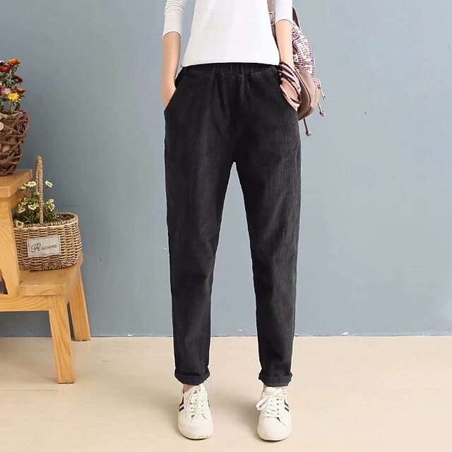 Women's Corduroy Pants Slacks Straight Streetwear Casual