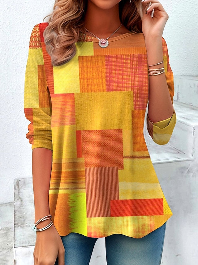 Women's T Shirt Print Graphic Geometric Vintage Fashion