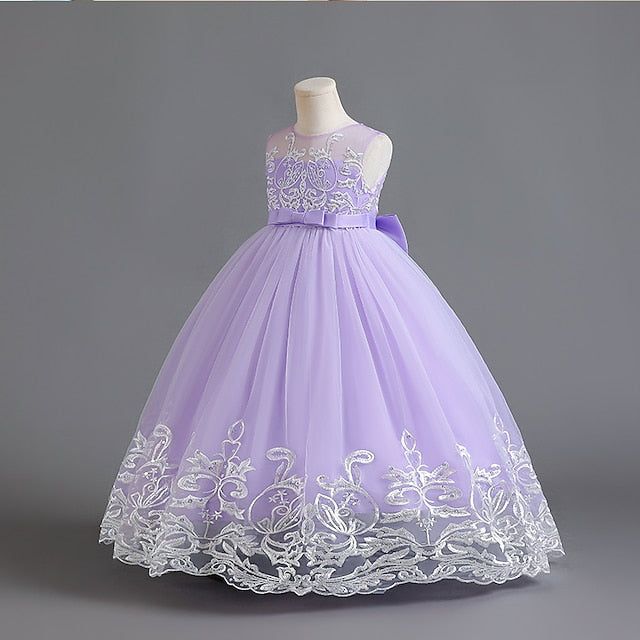 Wedding Sleeveless Christening Kids Flower Girls' Dress