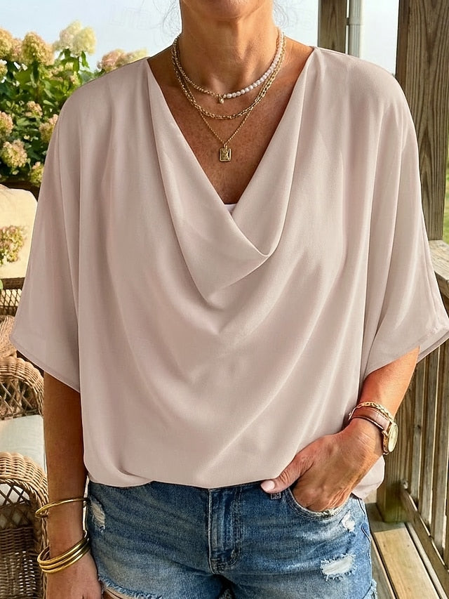 Women's Blouse Dressy Tops Elegant Stylish Solid Color