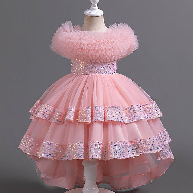 Sleeveless Flower Party Girls' Girl Sequin Kids Dress