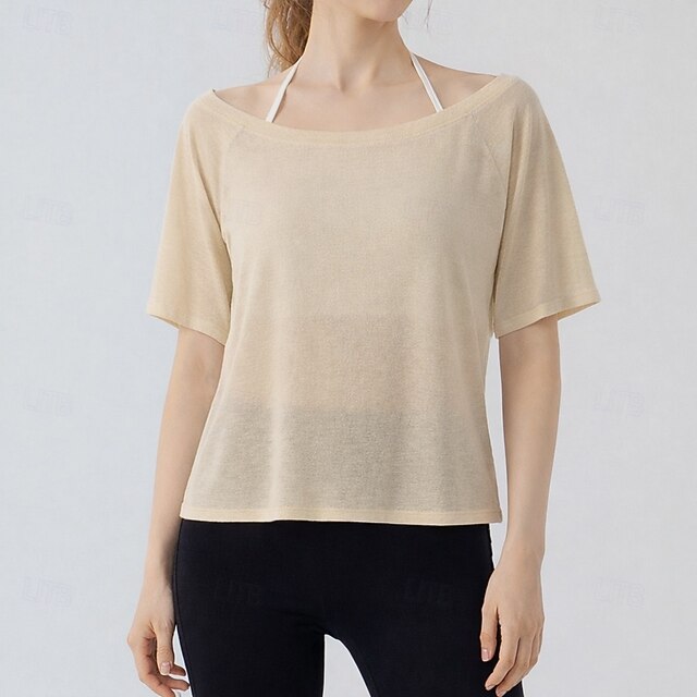 Women's Tee Sports T-Shirt Solid Color Elegant Cute Casual