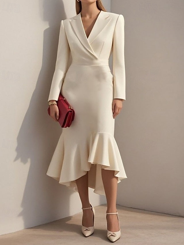 Women's Midi Dress Blazer Dress Sheath Dress Elegant