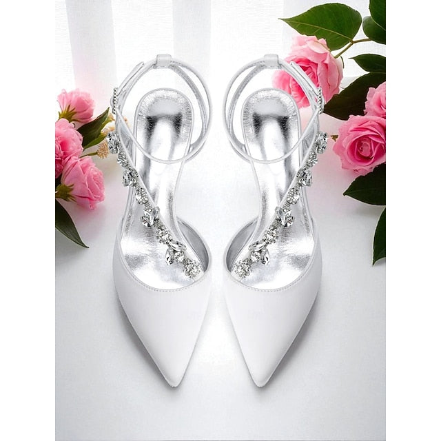 Block Pumps Heel Purple with Satin Rhinestone Women's