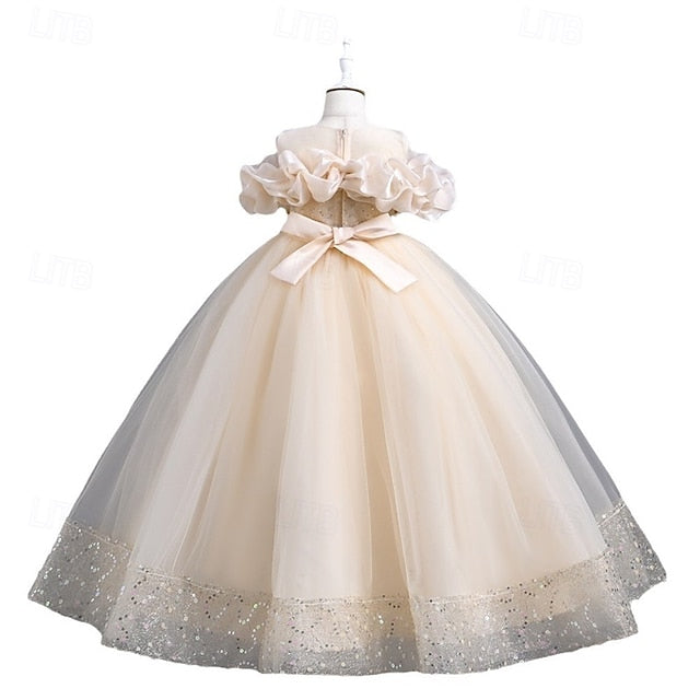 Girls' Color Solid Girl Party Dress Kids Flower