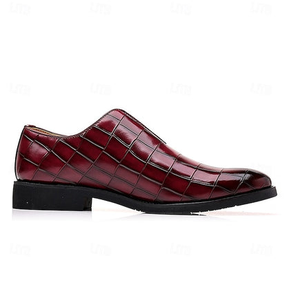 Burgundy Men's Shoes Slip-On Crocodile – Pattern