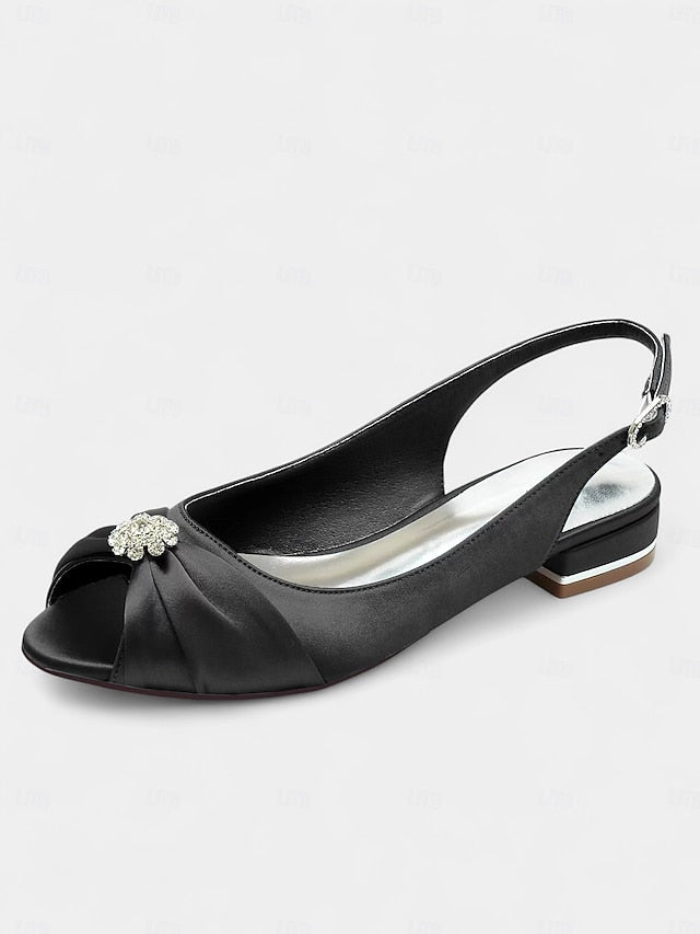 Slingback Wedding Crystal Satin with Women's Heels