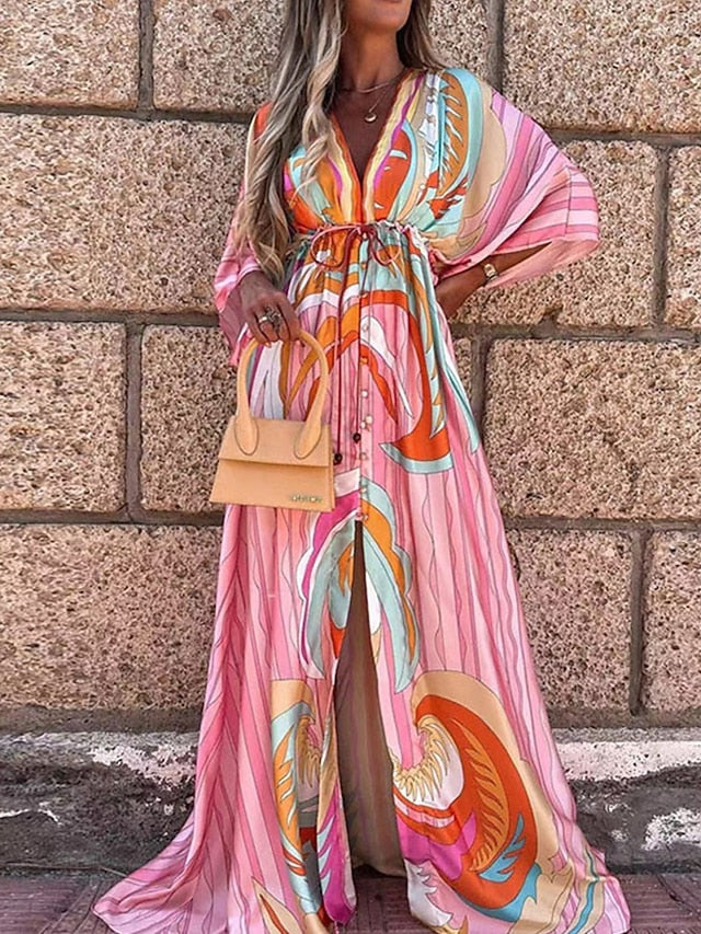 Women's Maxi Dress Wrap Dress Sundress A Line Dress Fit And