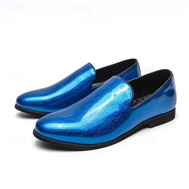 Shiny Loafers – Slip-On Metallic Men's Fashionable Gold