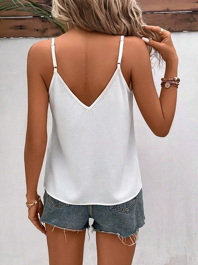Women's Blouse Camisole Tank Top Backless Plain Active