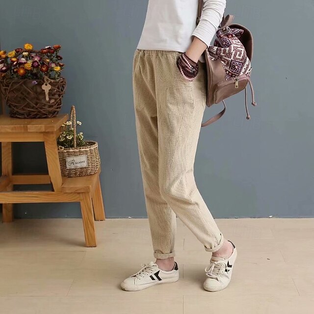 Women's Corduroy Pants Slacks Straight Streetwear Casual