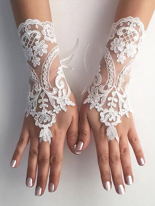 Gloves Fingerless Vintage Bridal Elegant – White Lace Wedding