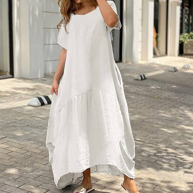 Women's Black White Yellow Summer Spring Maxi Dress White