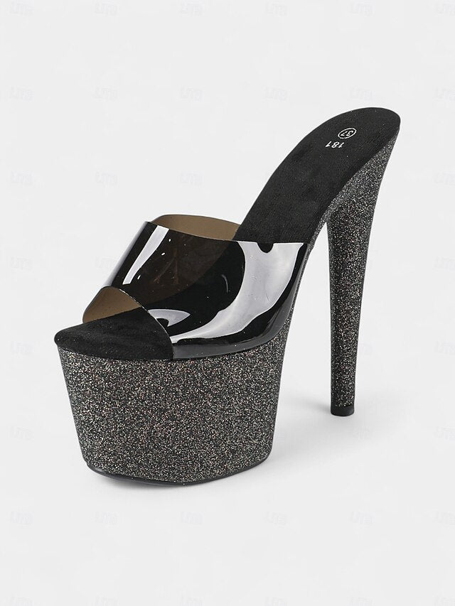 Heels Stiletto Glitter Platform Women's Red