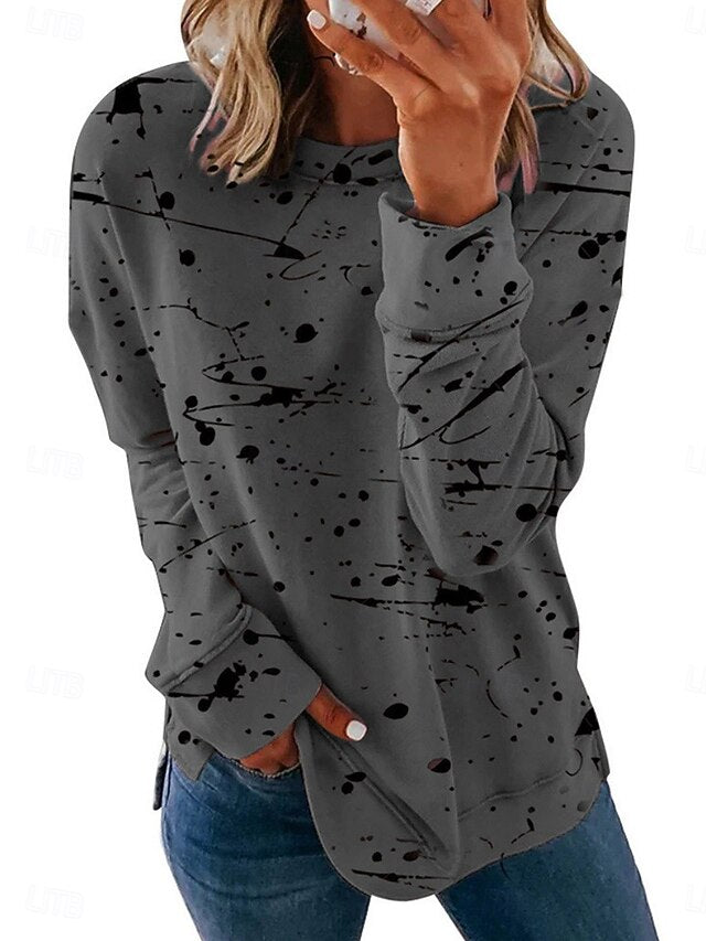Women's T-Shirt  Long Sleeve Graffiti Tropical Stylish