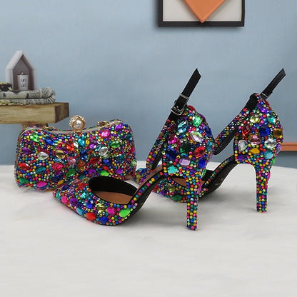 Heel High Multicolor with Rhinestone Women's Wedding Shoes