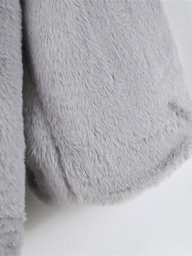 Warm Faux Breathable Coat Pocket Women's Lined Fleece Fur