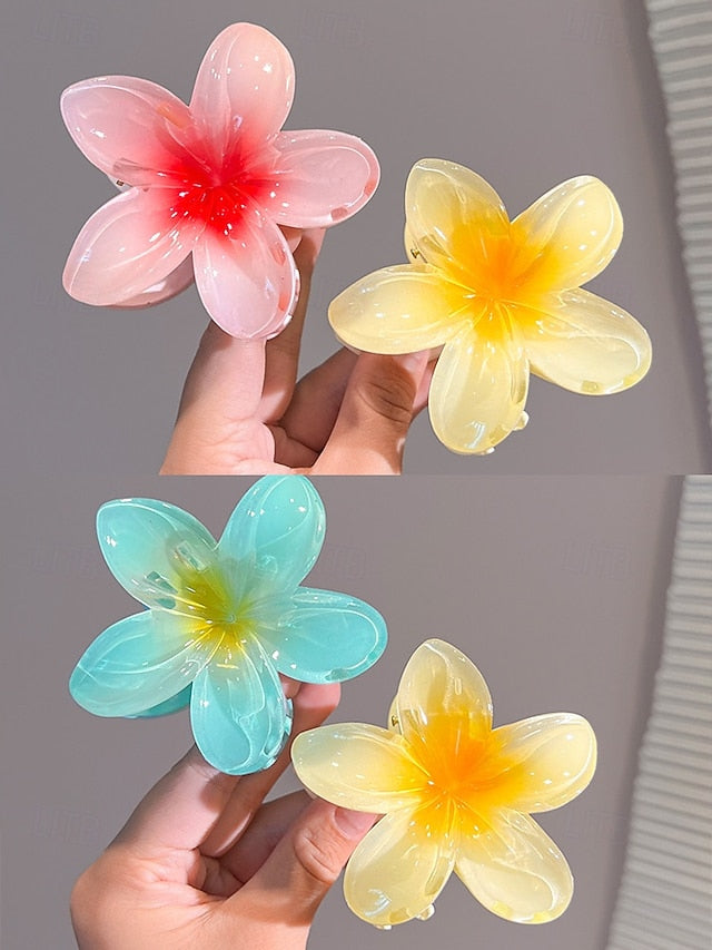 Hawaiian Clips Hair Plumeria Resin Tropical – Flower 6PCS